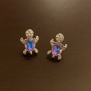 Elegant Purple Turtle Earrings